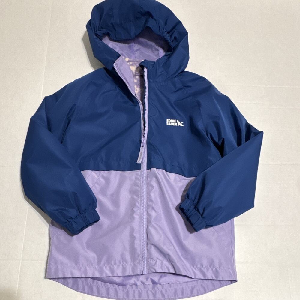 Eddie Bauer Hooded Full Zip Unisex Kids Jacket Fleece Lined Blue Purple